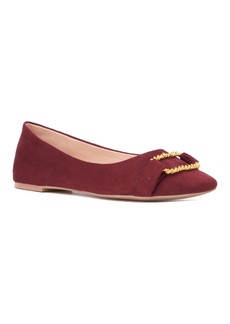 New York & Company Women's Niara- Flats With Gold Hardware Accent - Wine