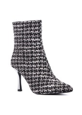 New York & Company Women's Ricki Fabric Pointy Ankle Boots - Black/silver