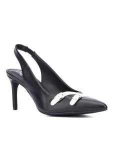 New York & Company Women's Sutton- Sling Back Pointy Heels Pumps - Black/white