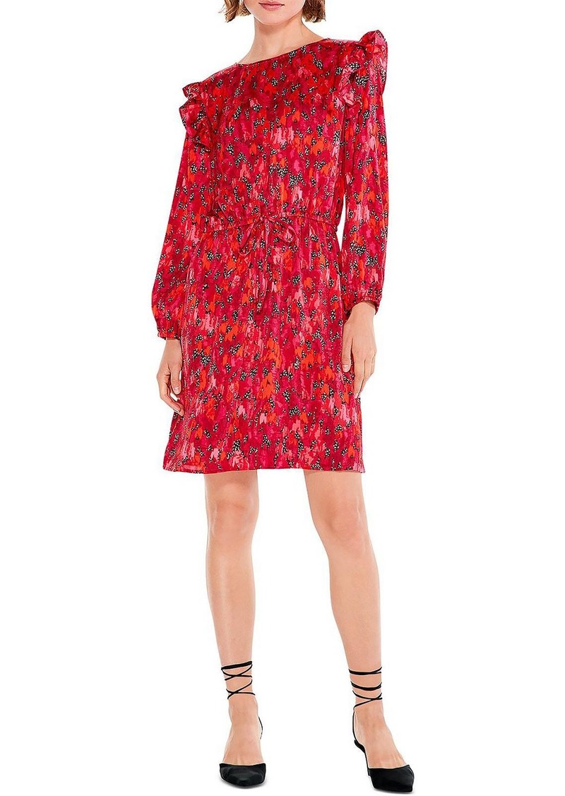 NIC + ZOE Mix And Mingle Womens Printed Ruffled Shift Dress