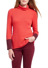 NIC + ZOE NIC+ZOE Balance Contrast Cuff Turtleneck Cotton Blend Sweater (Regular & Petite)