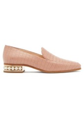 Nicholas Kirkwood Casati pearl-heel croc-effect leather loafers