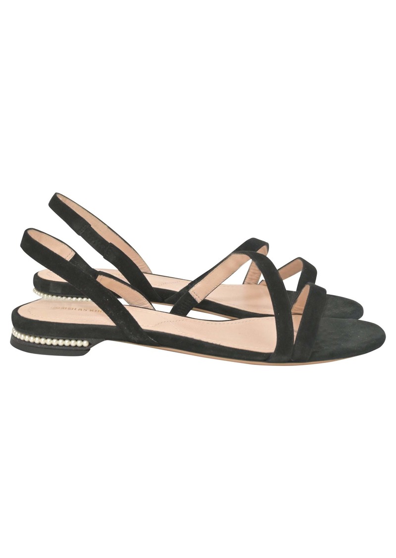 Nicholas Kirkwood Casati Pearl-Heeled Sandals in Black Suede