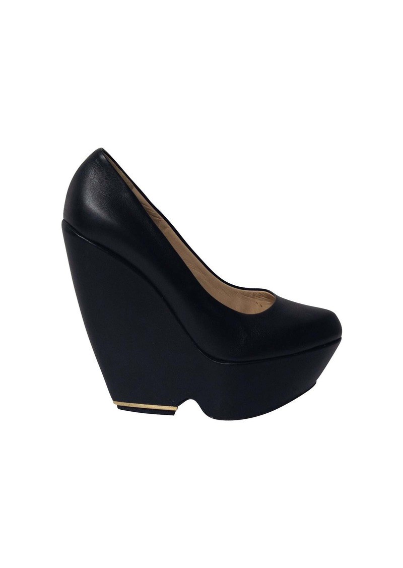 Nicholas Kirkwood Platform Wedge in Black Leather