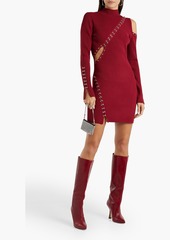 Nicholas - Aisha cutout embellished ribbed-kit mini dress - Red - M