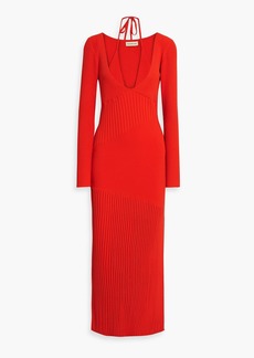 Nicholas - Aman layered ribbed-knit maxi dress - Red - XL