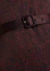 Nicholas - Ashley belted cutout snake-print silk-satin crepe jumpsuit - Burgundy - US 2