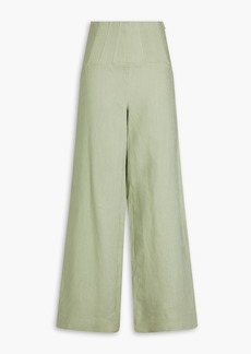 Nicholas - Aurel linen wide-leg pants - Green - US 2