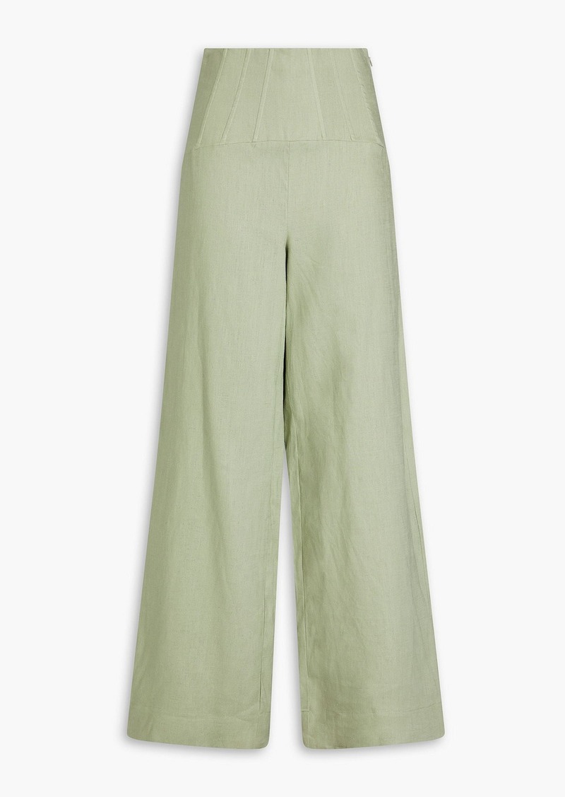 Nicholas - Aurel linen wide-leg pants - Green - US 2