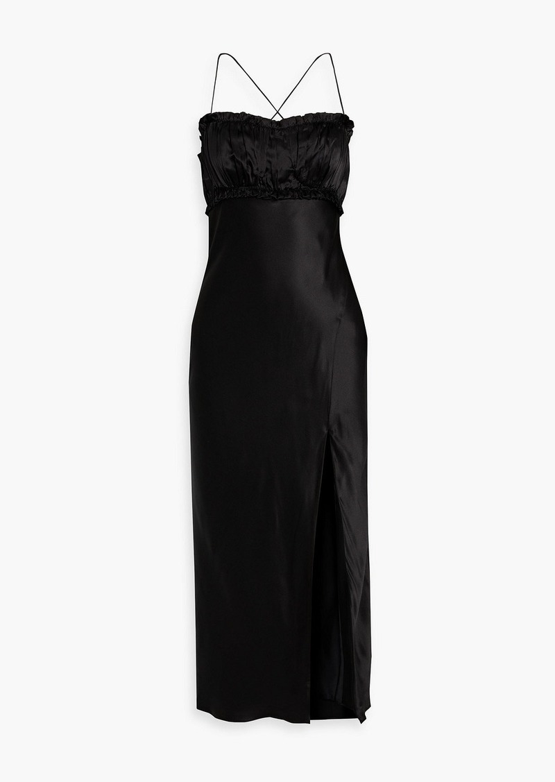 Nicholas - Babba gathered silk-satin midi dress - Black - US 6