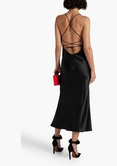 Nicholas - Babba gathered silk-satin midi dress - Black - US 6