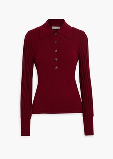 Nicholas - Basma ribbed wool and cotton-blend polo sweater - Burgundy - S