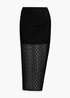 Nicholas - Belda ruched cotton-blend lace midi skirt - Black - US 2