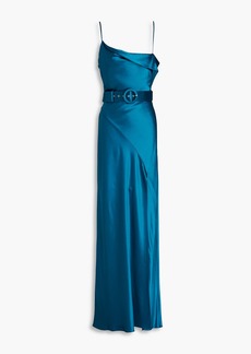 Nicholas - Belira draped belted satin-crepe gown - Blue - US 4