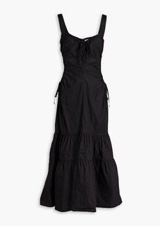 Nicholas - Betty tiered cutout cotton-poplin midi dress - Black - US 0