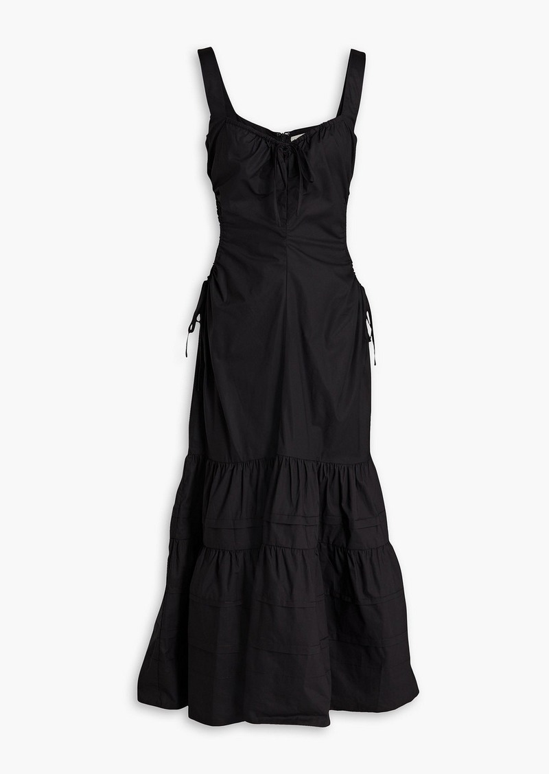 Nicholas - Betty tiered cutout cotton-poplin midi dress - Black - US 2