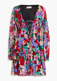 Nicholas - Brynn shirred floral-print cotton and silk-blend voile mini dress - Multicolor - US 0