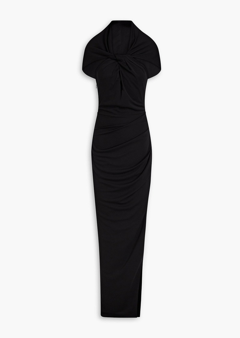 Nicholas - Charmaine twist-front stretch-crepe hooded gown - Black - US 0