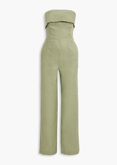 Nicholas - Chesa strapless linen wide-leg jumpsuit - Green - US 4