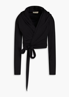 Nicholas - Constance cropped jersey hooded wrap top - Black - US 2