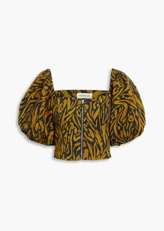 Nicholas - Dawn cropped leopard-print cotton-blend twill top - Black - US 4