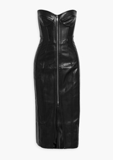 Nicholas - Delphine strapless faux leather midi dress - Black - US 0