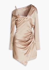 Nicholas - Eliana cold-shoulder ruched silk-satin mini dress - Neutral - US 6