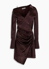 Nicholas - Eliana wrap-effect snake-print silk satin-crepe mini shirt dress - Burgundy - US 4