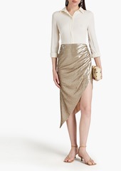 Nicholas - Elisa asymmetric sequined stretch-knit skirt - Metallic - US 0