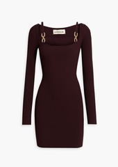 Nicholas - Eydis layered chain-embellished ribbed-knit mini dress - Burgundy - L