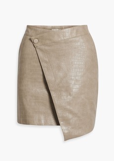Nicholas - Gabriella wrap-effect faux croc-effect leather mini skirt - Neutral - US 0