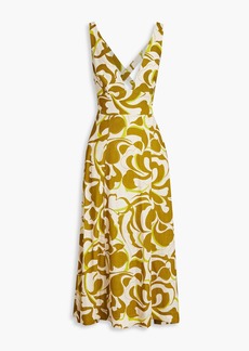 Nicholas - Haisley cutout printed linen-blend midi dress - Yellow - US 2