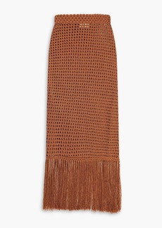 Nicholas - Helen fringed crocheted cotton-blend midi skirt - Brown - S