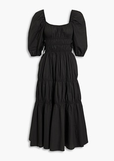 Nicholas - Henna cutout tiered cotton-poplin midi dress - Black - US 0