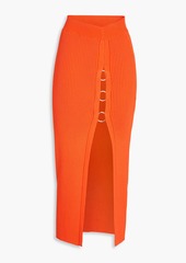 Nicholas - Janella ring-embellished ribbed-knit midi skirt - Orange - S