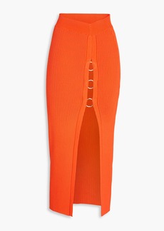 Nicholas - Janella ring-embellished ribbed-knit midi skirt - Orange - S