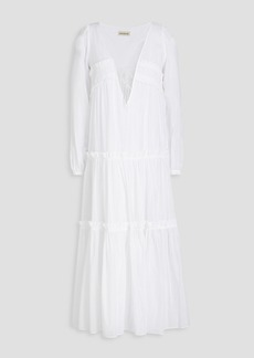 Nicholas - Kalani shirred cotton and silk-blend voile midi dress - White - US 2