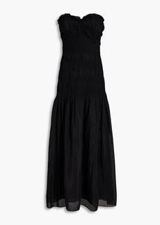 Nicholas - Kalli strapless shirred cotton and silk-blend voile maxi dress - Black - US 10