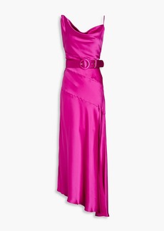 Nicholas - Lark asymmetric silk-satin midi dress - Pink - US 2