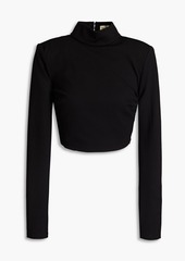 Nicholas - Leysa cropped cutout jersey turtleneck top - Black - US 8