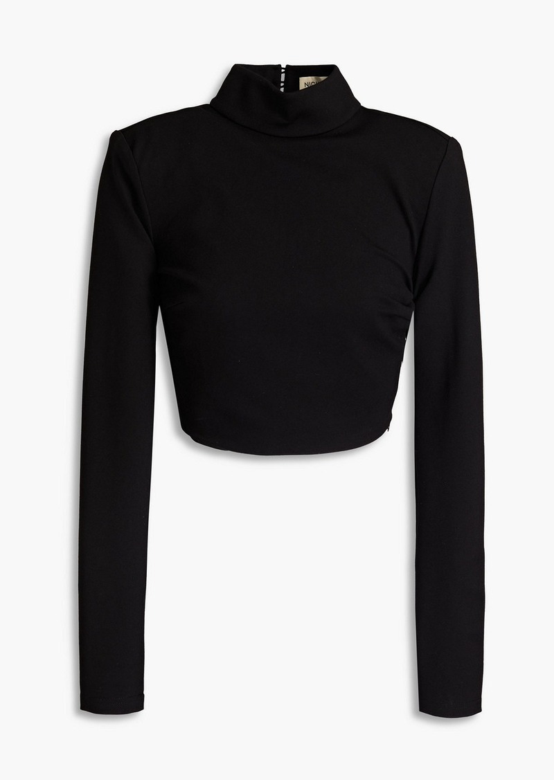 Nicholas - Leysa cropped cutout jersey turtleneck top - Black - US 8