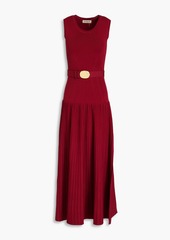 Nicholas - Madison belted ribbed-knit midi dress - Red - S