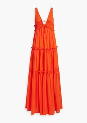 Nicholas - Myla shirred cotton and silk-blend voile maxi dress - Orange - US 0