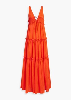 Nicholas - Myla shirred cotton and silk-blend voile maxi dress - Orange - US 2