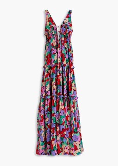 Nicholas - Myla shirred floral-print cotton and silk-blend voile maxi dress - Multicolor - US 4