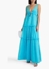 Nicholas - Myla shirred cotton and silk-blend voile maxi dress - Green - US 0