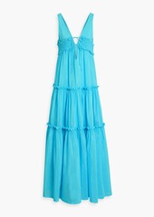 Nicholas - Myla shirred cotton and silk-blend voile maxi dress - Blue - US 0