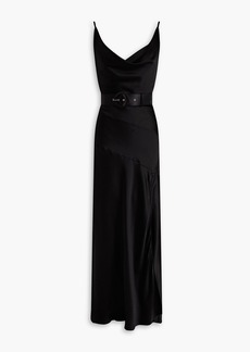 Nicholas - Nahara belted silk-satin maxi slip dress - Black - US 4