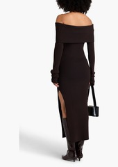 Nicholas - Nita off-the-shoulder ribbed-knit maxi dress - Brown - XS