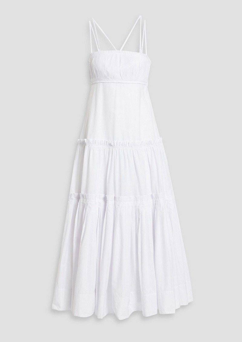 Nicholas - Novi tiered pleated cotton-poplin maxi dress - White - US 2